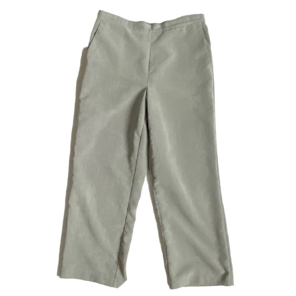 Alfred Dunner Corduroy Pants Gray Elastic Waistband SZ 14P